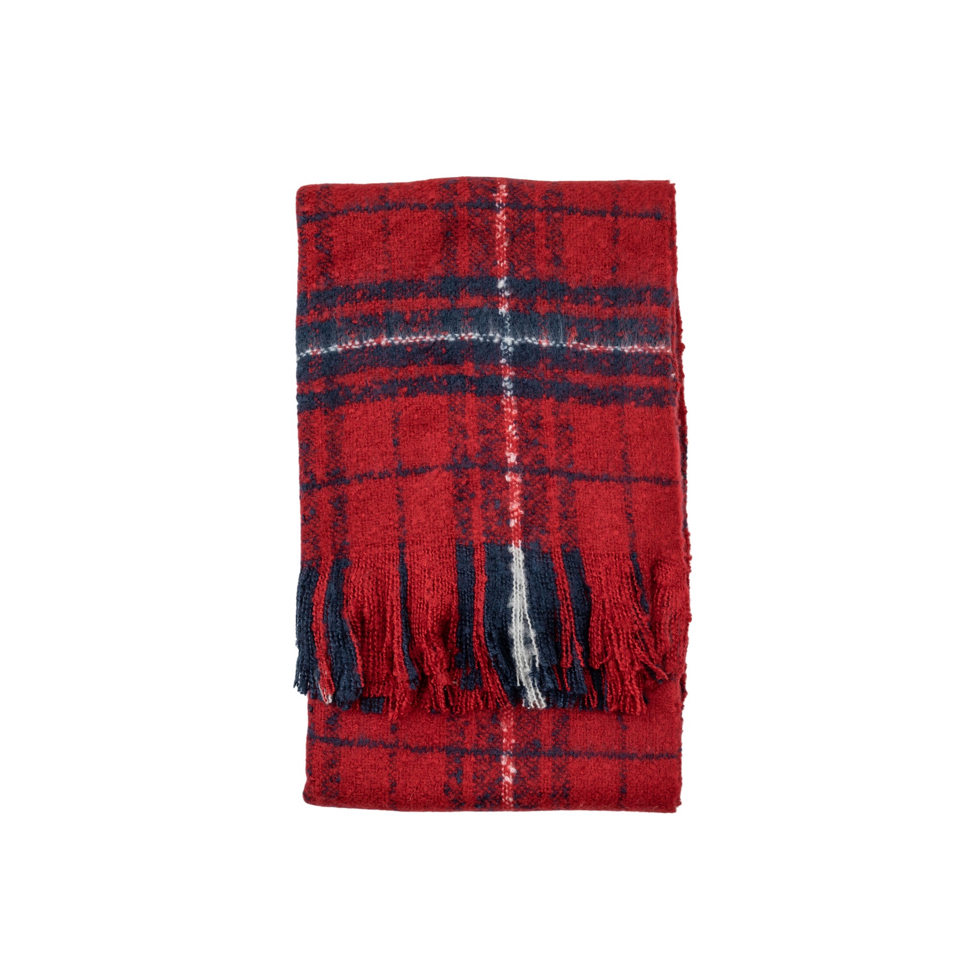 Check Faux Mohair Kilburn Scott Throw In Red Navy